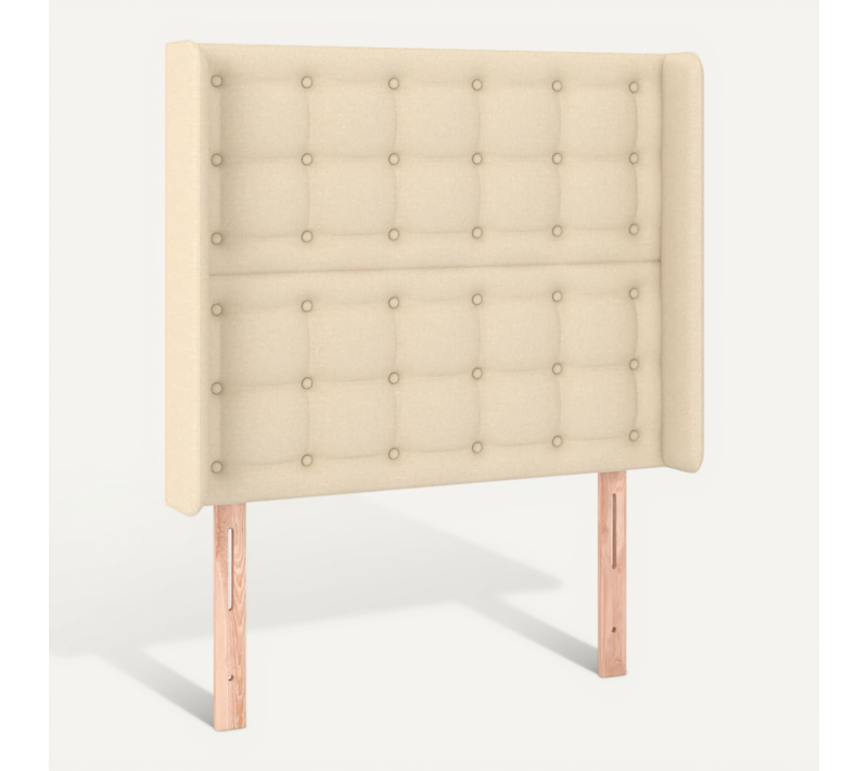 Tête De Lit Avec Oreilles Crème 93x16x118/128 Cm Tissu
