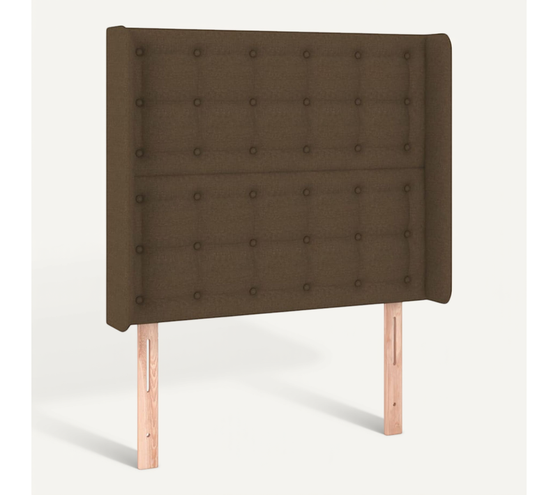 Tête De Lit Avec Oreilles Marron Foncé 103x16x118/128 Cm Tissu