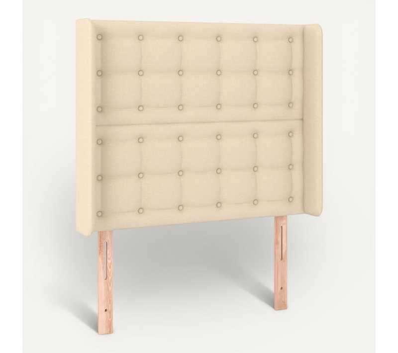 Tête De Lit Avec Oreilles Crème 103x16x118/128 Cm Tissu