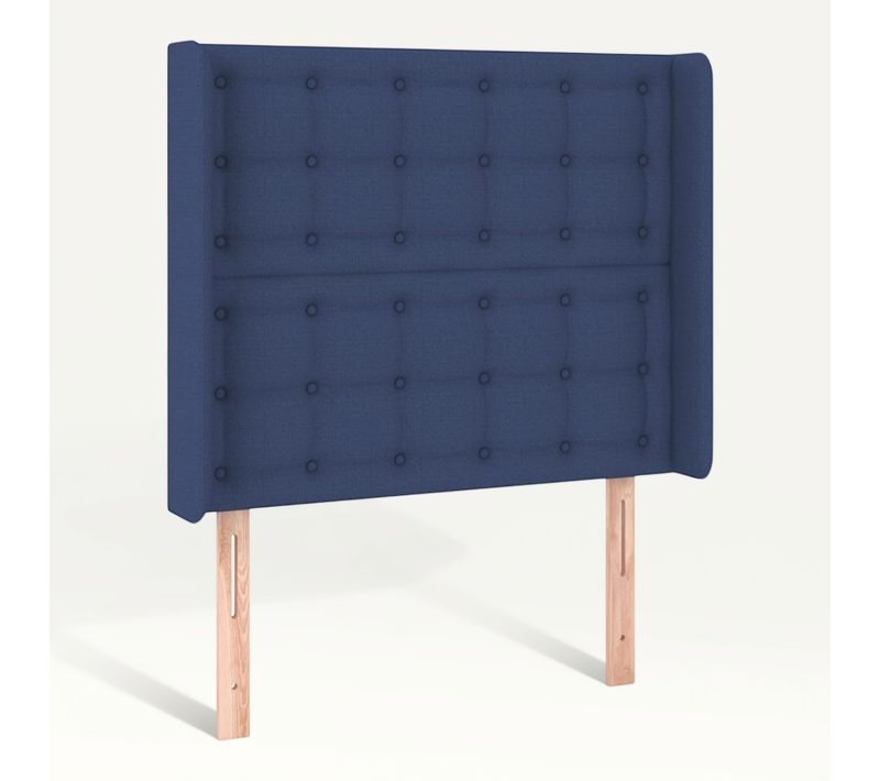 Tête De Lit Avec Oreilles Bleu 103x16x118/128 Cm Tissu