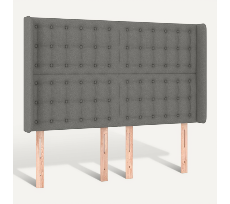Tête De Lit Avec Oreilles Gris Foncé 147x16x118/128 Cm Tissu
