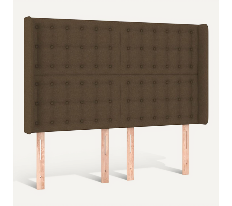 Tête De Lit Avec Oreilles Marron Foncé 147x16x118/128 Cm Tissu