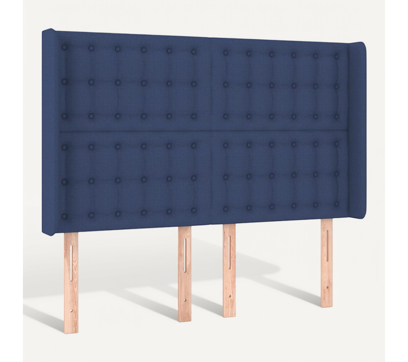 Tête De Lit Avec Oreilles Bleu 147x16x118/128 Cm Tissu