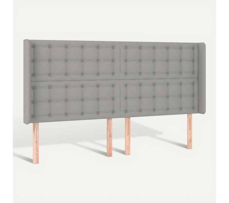 Tête De Lit Avec Oreilles Gris Clair 163x16x118/128 Cm Tissu