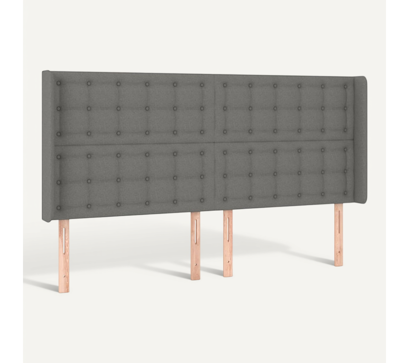 Tête De Lit Avec Oreilles Gris Foncé 163x16x118/128 Cm Tissu