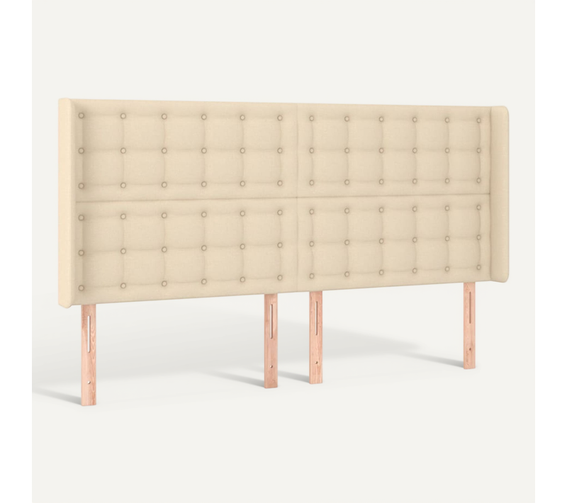 Tête De Lit Avec Oreilles Crème 163x16x118/128 Cm Tissu