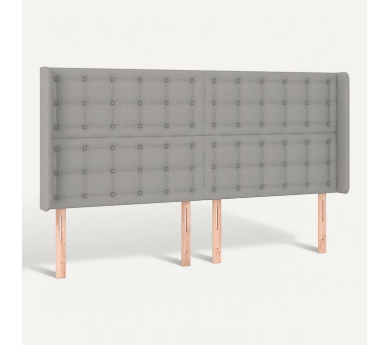 Tête De Lit Avec Oreilles Gris Clair 183x16x118/128 Cm Tissu