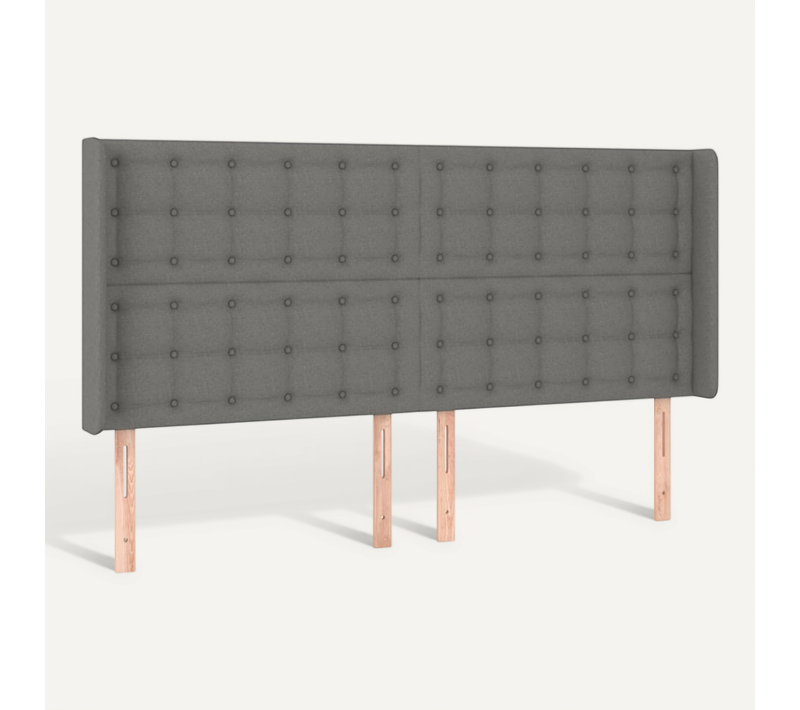 Tête De Lit Avec Oreilles Gris Foncé 183x16x118/128 Cm Tissu