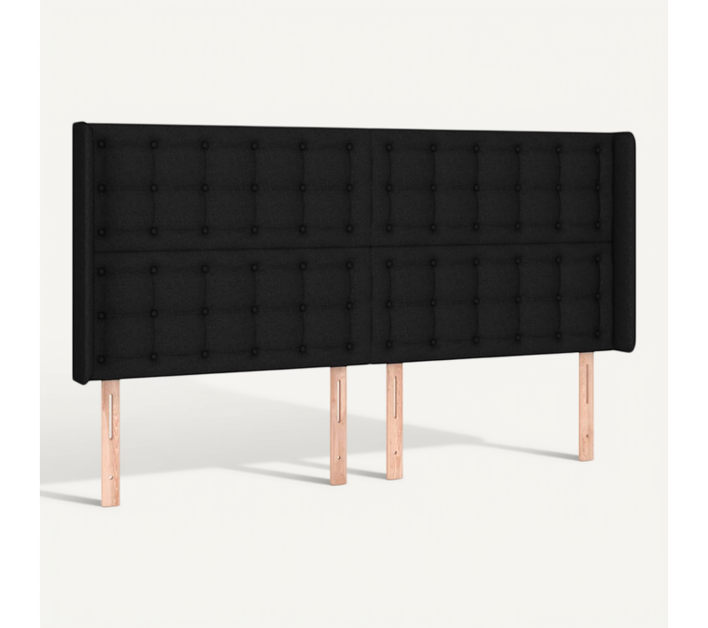 Tête De Lit Avec Oreilles Noir 183x16x118/128 Cm Tissu