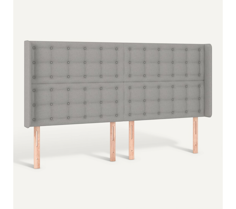 Tête De Lit Avec Oreilles Gris Clair 203x16x118/128 Cm Tissu