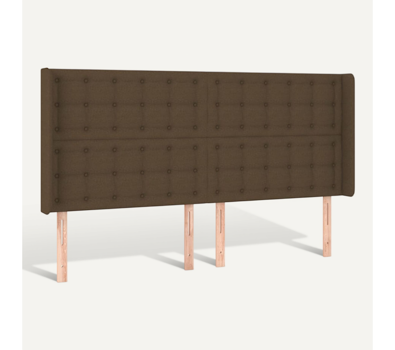 Tête De Lit Avec Oreilles Marron Foncé 203x16x118/128 Cm Tissu