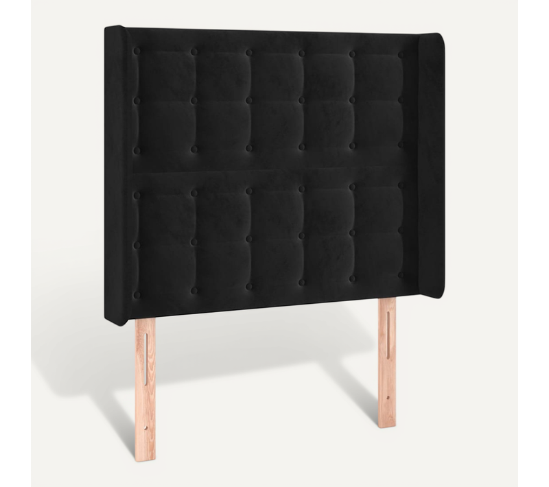 Tête De Lit Avec Oreilles Noir 83x16x118/128 Cm Velours