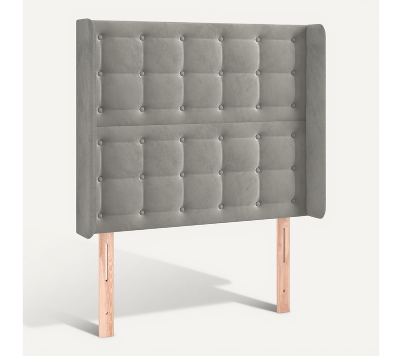 Tête De Lit Avec Oreilles Gris Clair 93x16x118/128 Cm Velours
