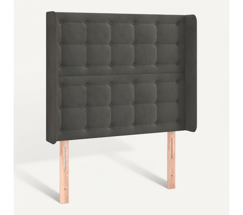 Tête De Lit Avec Oreilles Gris Foncé 93x16x118/128 Cm Velours