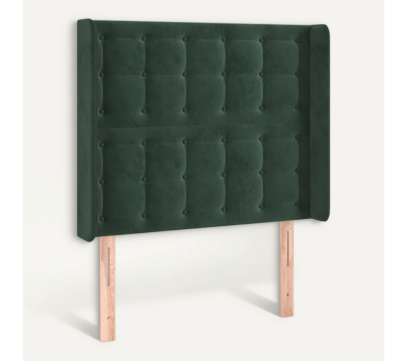 Tête De Lit Avec Oreilles Vert Foncé 93x16x118/128 Cm Velours
