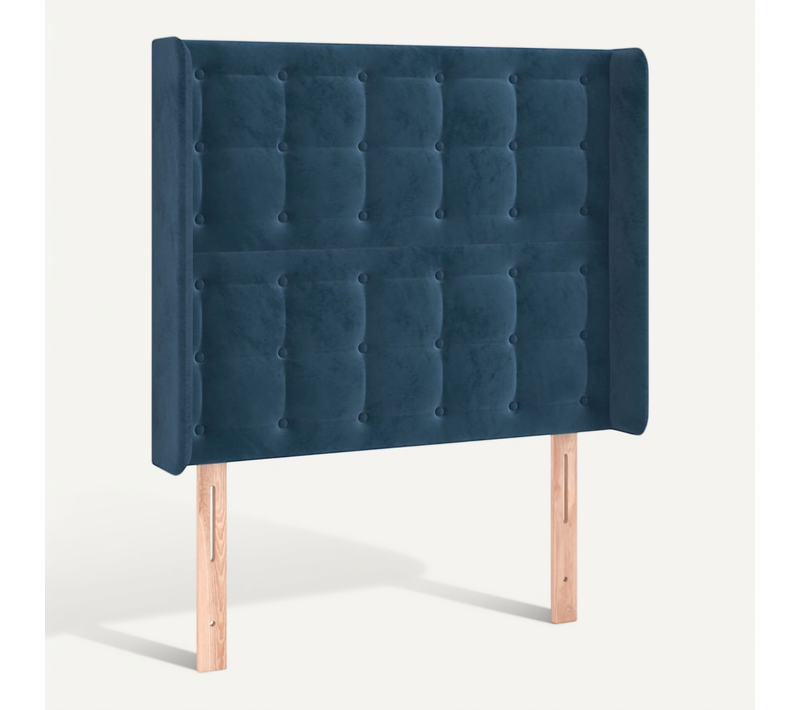 Tête De Lit Avec Oreilles Bleu Foncé 93x16x118/128 Cm Velours