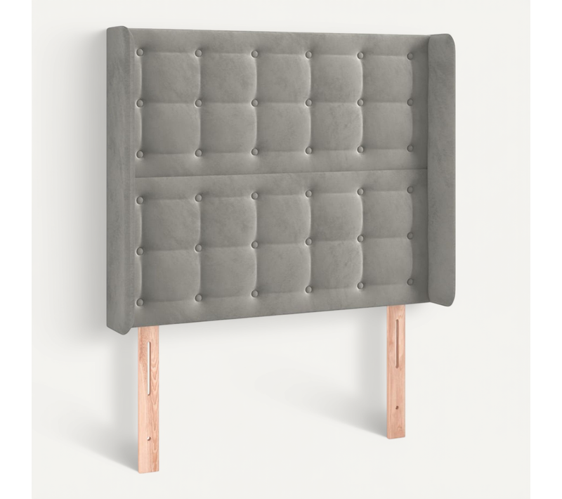 Tête De Lit Avec Oreilles Gris Clair 103x16x118/128 Cm Velours