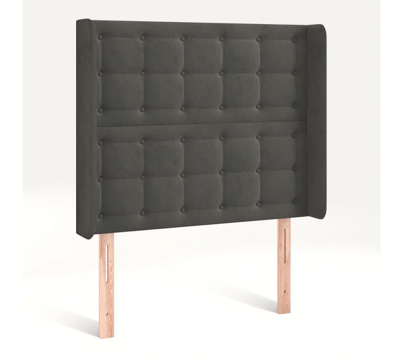 Tête De Lit Avec Oreilles Gris Foncé 103x16x118/128 Cm Velours