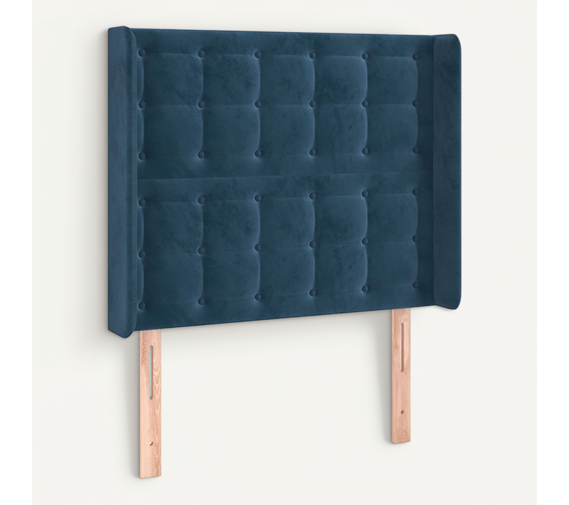 Tête De Lit Avec Oreilles Bleu Foncé 103x16x118/128 Cm Velours