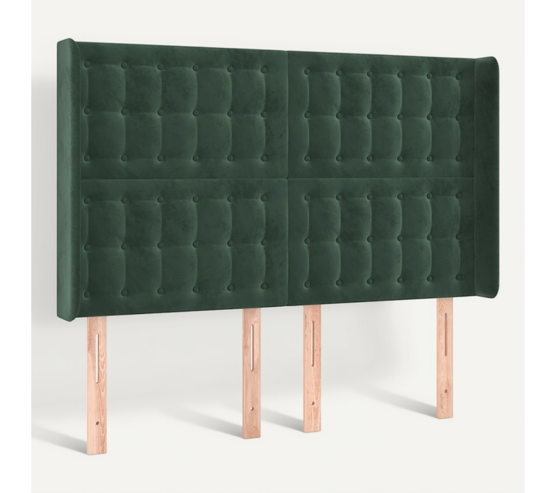 Tête De Lit Avec Oreilles Vert Foncé 147x16x118/128 Cm Velours