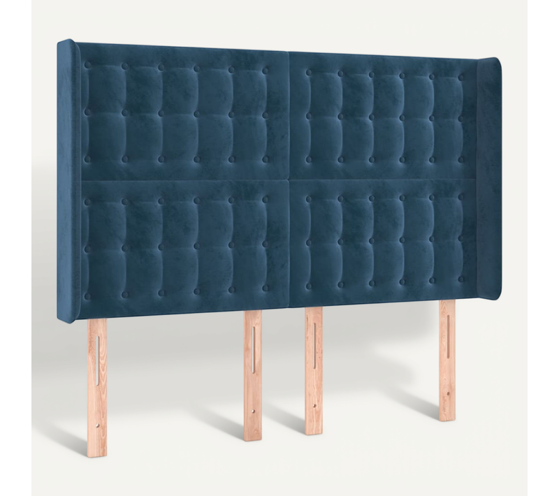 Tête De Lit Avec Oreilles Bleu Foncé 147x16x118/128 Cm Velours