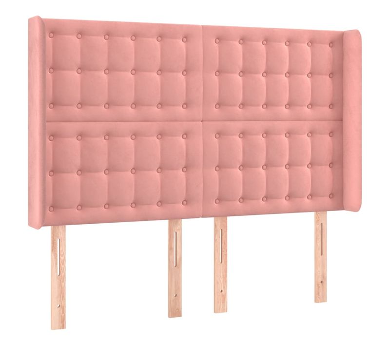 Tête De Lit Avec Oreilles Rose 147x16x118/128 Cm Velours