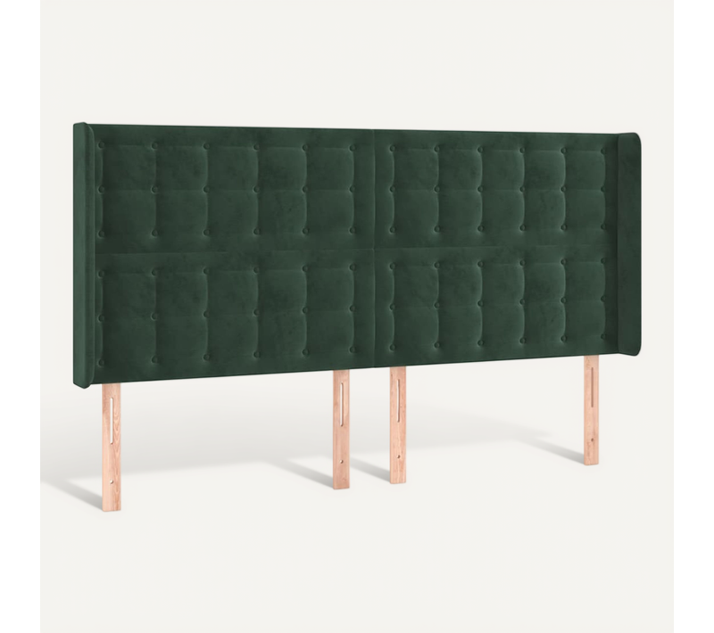 Tête De Lit Avec Oreilles Vert Foncé 163x16x118/128 Cm Velours