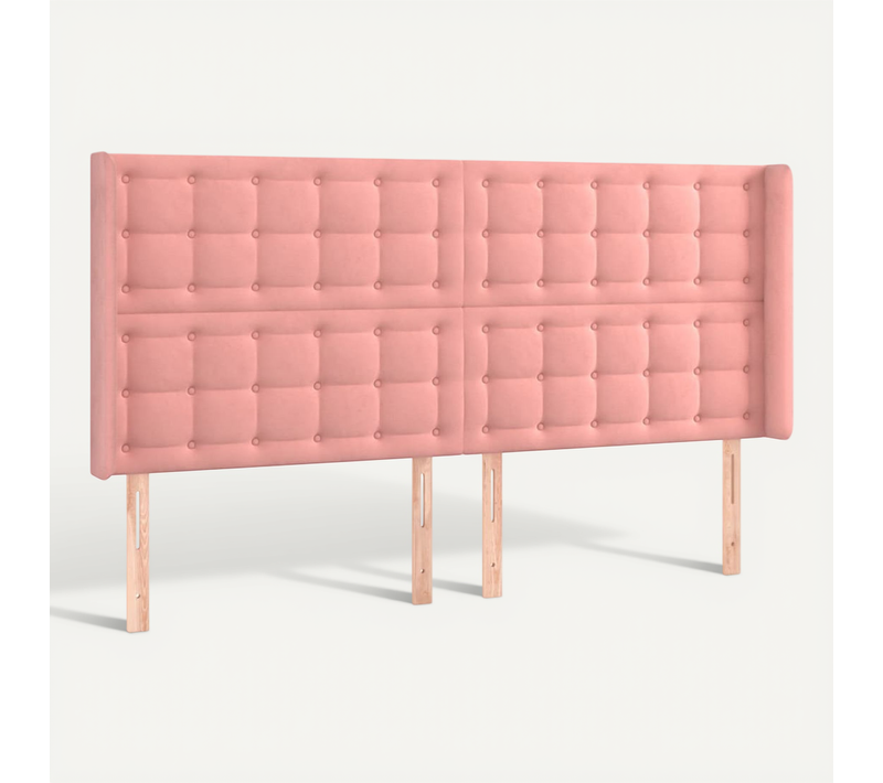 Tête De Lit Avec Oreilles Rose 163x16x118/128 Cm Velours