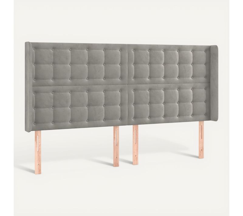 Tête De Lit Avec Oreilles Gris Clair 183x16x118/128 Cm Velours