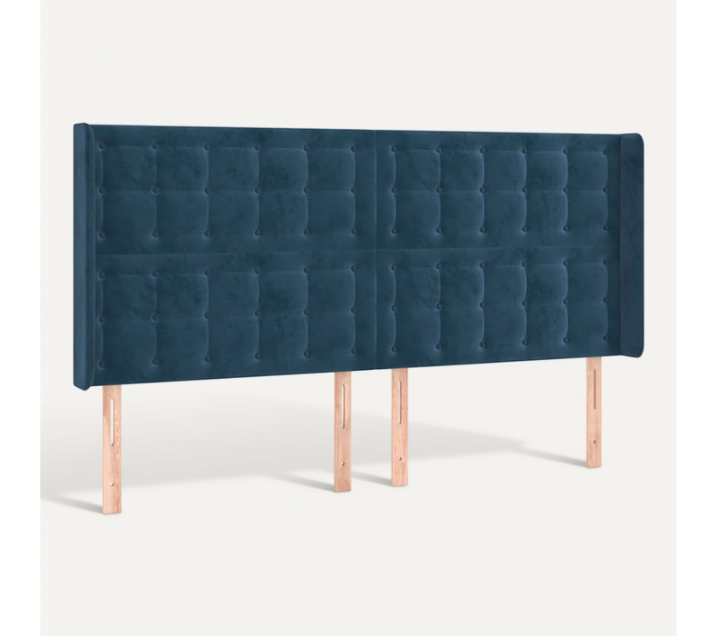 Tête De Lit Avec Oreilles Bleu Foncé 183x16x118/128 Cm Velours