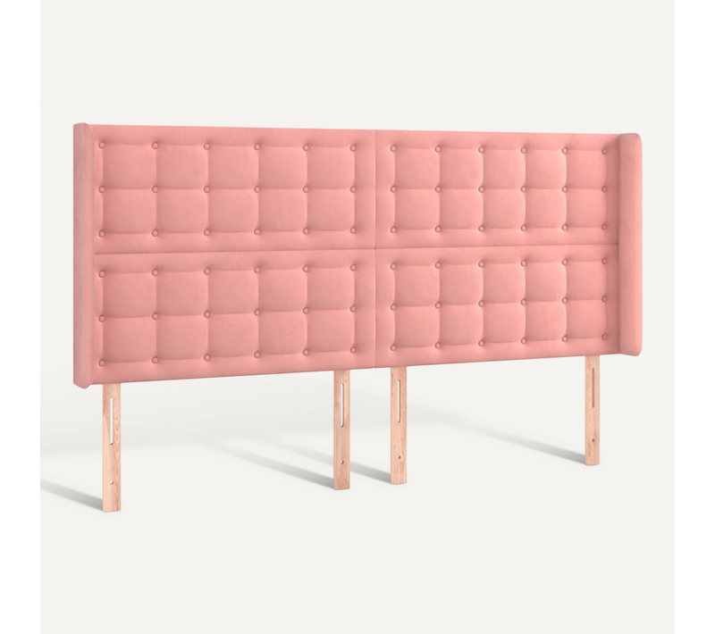 Tête De Lit Avec Oreilles Rose 183x16x118/128 Cm Velours