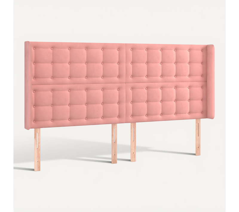 Tête De Lit Avec Oreilles Rose 203x16x118/128 Cm Velours