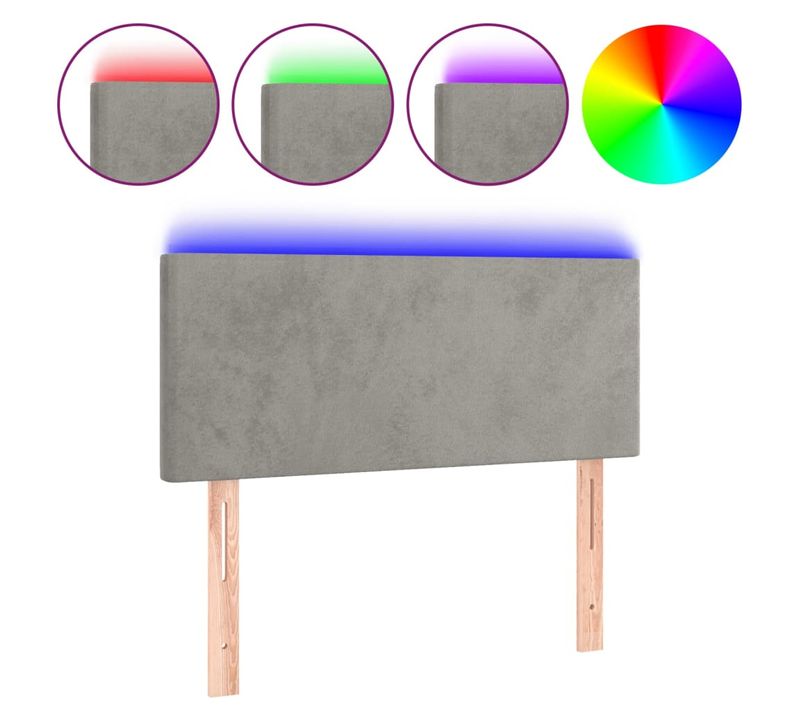 Tête De Lit À LED Gris Clair 90x5x78/88 Cm Velours