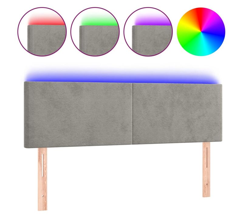Tête De Lit À LED Gris Clair 144x5x78/88 Cm Velours