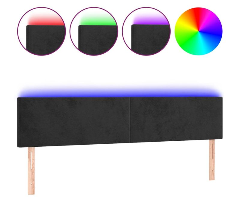 Tête De Lit À LED Noir 180x5x78/88 Cm Velours