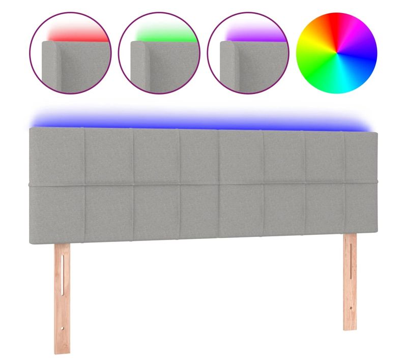 Tête De Lit À LED Gris Clair 144x5x78/88 Cm Tissu