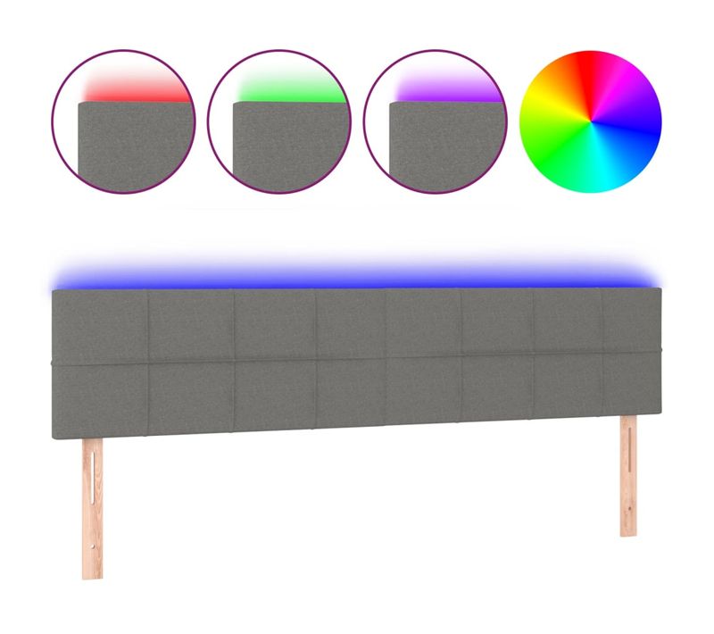 Tête De Lit À LED Gris Foncé 180x5x78/88 Cm Tissu