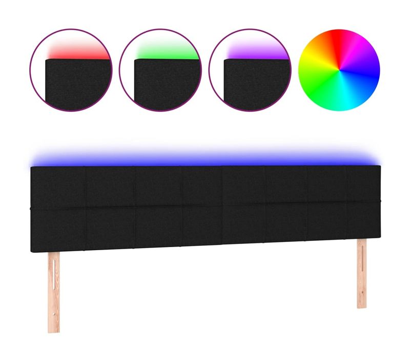 Tête De Lit À LED Noir 200x5x78/88 Cm Tissu