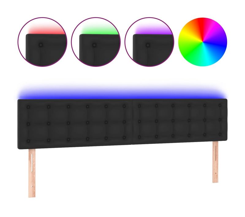 Tête De Lit À LED Noir 200x5x78/88 Cm Simili