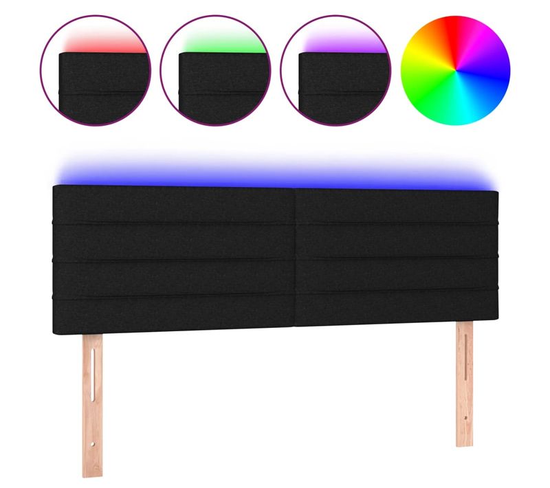 Tête De Lit À LED Noir 144x5x78/88 Cm Tissu