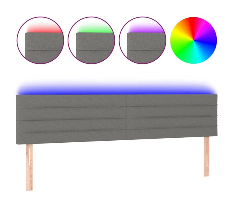Tête De Lit À LED Gris Foncé 180x5x78/88 Cm Tissu