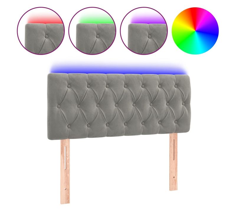 Tête De Lit À LED Gris Clair 90x7x78/88 Cm Velours