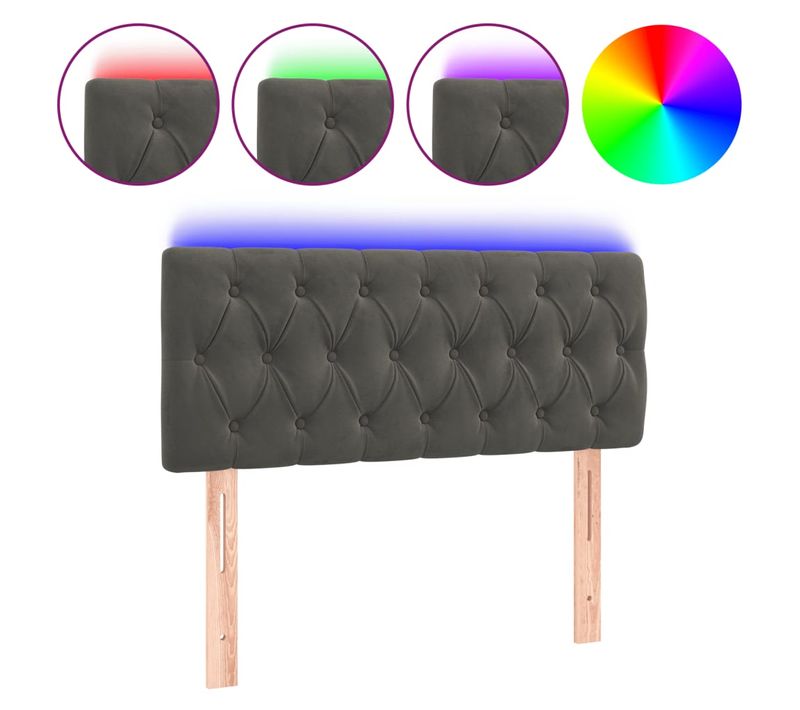 Tête De Lit À LED Gris Foncé 90x7x78/88 Cm Velours