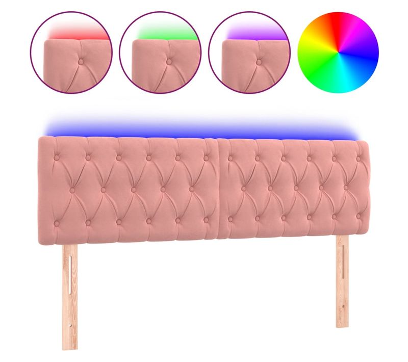 Tête De Lit À LED Rose 144x7x78/88 Cm Velours