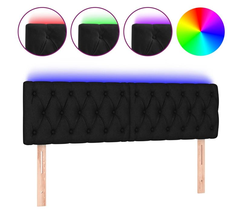 Tête De Lit À LED Noir 160x7x78/88 Cm Velours