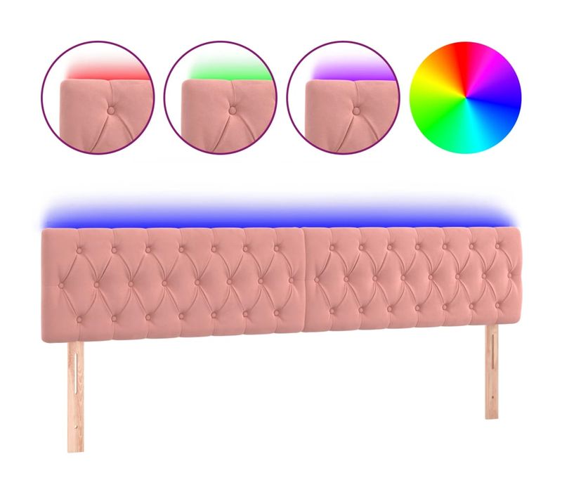 Tête De Lit À LED Rose 180x7x78/88 Cm Velours
