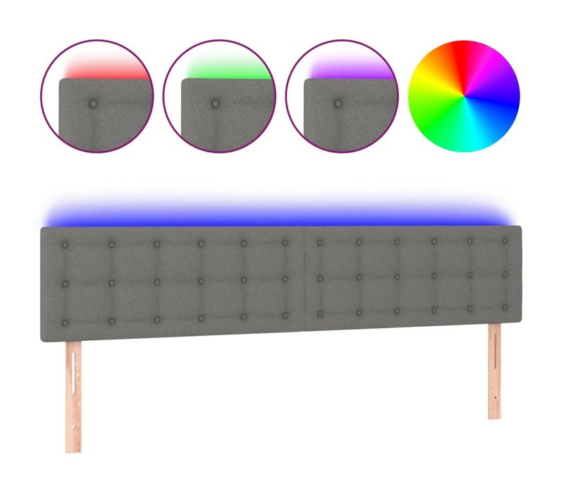 Tête De Lit À LED Gris Foncé 180x5x78/88 Cm Tissu