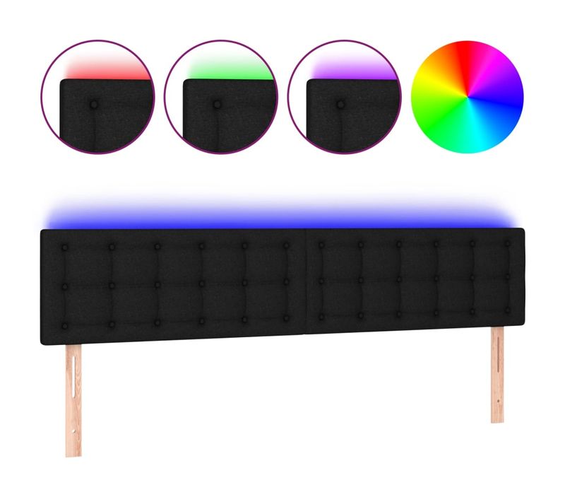 Tête De Lit À LED Noir 180x5x78/88 Cm Tissu