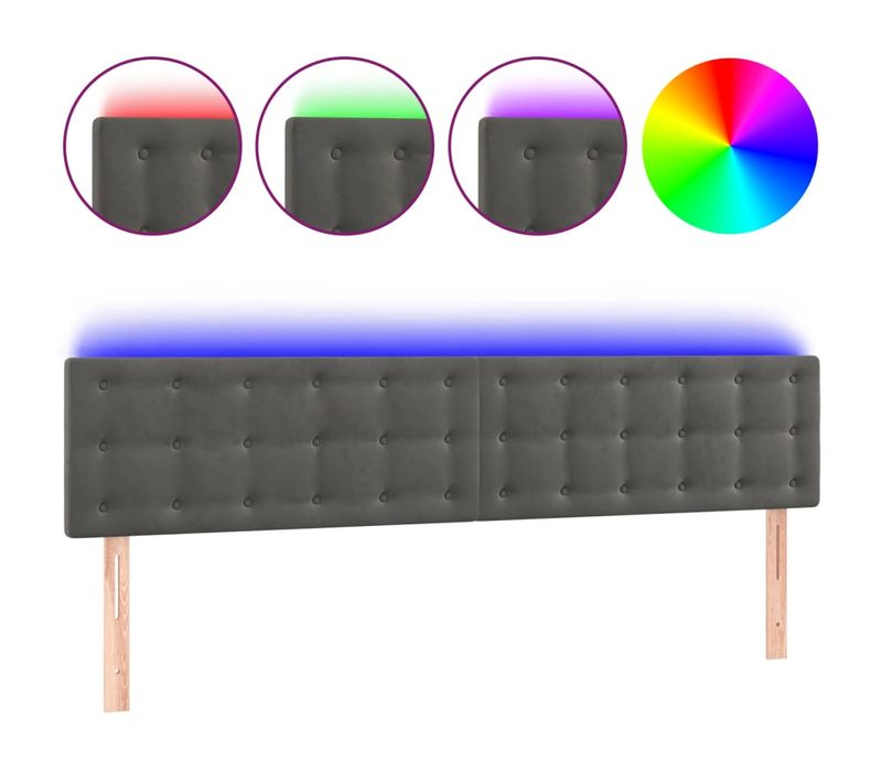 Tête De Lit À LED Gris Foncé 180x5x78/88 Cm Velours