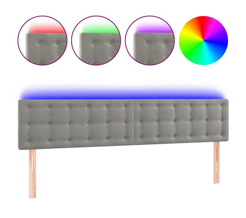 Tête De Lit À LED Gris Clair 200x5x78/88 Cm Velours